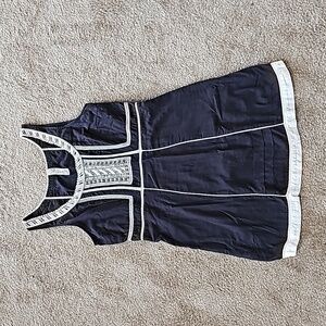 Free People Vintage Crochet Sleeveless Dress Black White Size 8